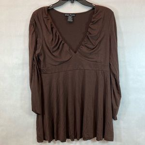 NWOT -Womens Long Sleeve Famous Brand Brown  Top - Simply Simply Irresistible